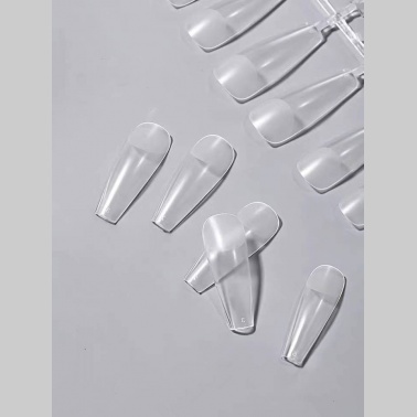 Clear Coffin & Almond Nail Tips, Long Coffin Nails Tips Full Cover Nail Extension Tips