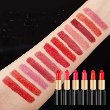 LEAFU Silk Finish Lipstick, Hydrating Lip Color, Rich Buildable Color, Cherry Frost Red