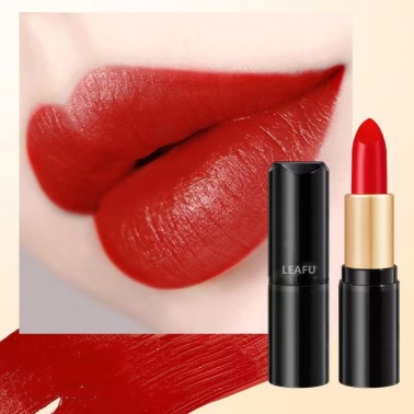 LEAFU Silk Finish Lipstick, Hydrating Lip Color, Rich Buildable Color, Cherry Frost Red